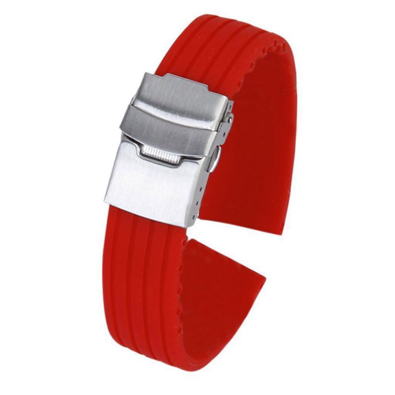 Waterproof Unisex Silicone Rubber Watch Strap Band Deployment Buckle
